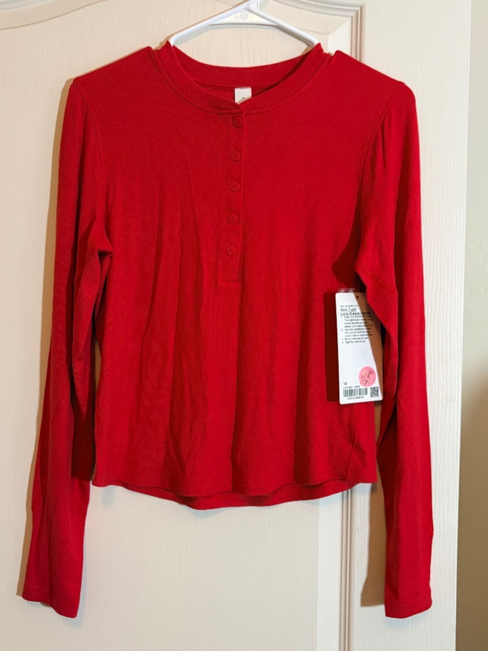 Lululemon Hold Tight Long-Sleeve Henley NWT Sold Out SZ 10 Oxford Red